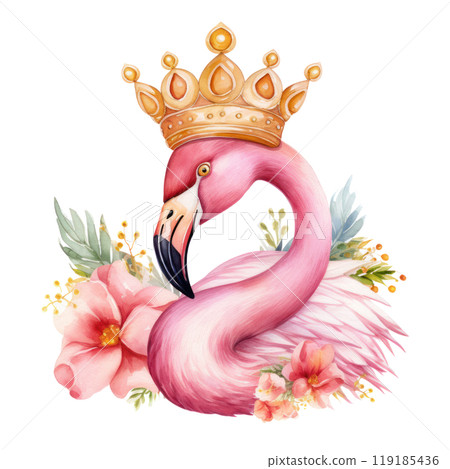 Floral Crowned Flamingo Portrait Floral Crowned Flamingo Portrait 119185436