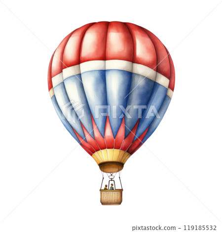 Hand drawn watercolor painting of hot air balloon 119185532