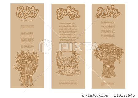 Bakery flyer template. Design element for package, banner, flyer, card. Vector illustration Bakery flyer template. Design element for package, banner, flyer, card. Vector illustration 119185649