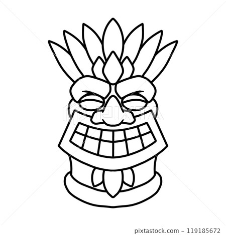 Illustration of tiki idol in monochrome style. Design element for poster, card, banner, emblem, sign. Vector illustration Illustration of tiki idol in monochrome style. Design element for poster, card, banner, emblem, sign. Vector illustration 119185672