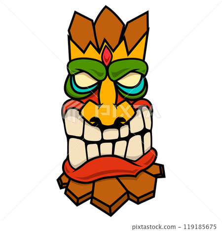 Illustration of tiki idol. Design element for poster, card, banner, emblem, sign. Vector illustration Illustration of tiki idol. Design element for poster, card, banner, emblem, sign. Vector illustration 119185675