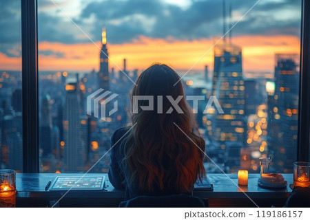 Advertising executive brainstorming on a new campaign 119186157