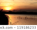 夕陽反射的池塘 119186233
