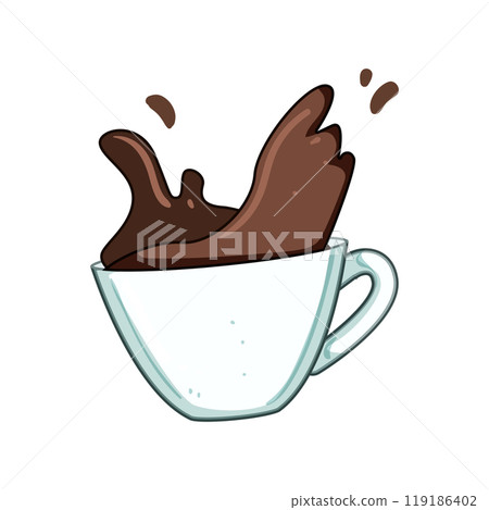 latte coffee cup splash cartoon vector illustration latte coffee cup splash cartoon vector illustration 119186402