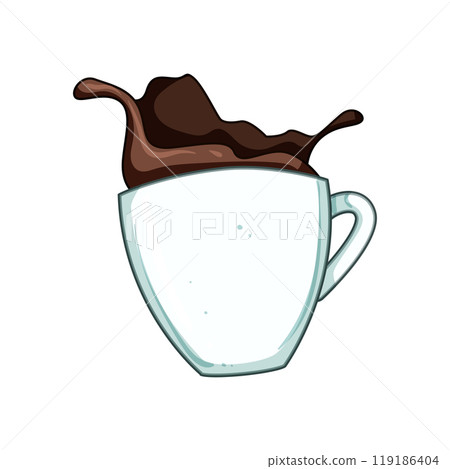 steam coffee cup splash cartoon vector illustration 119186404