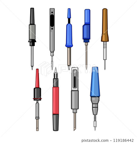 soldering iron set cartoon vector illustration 119186442