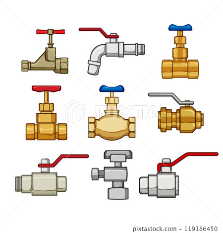 plumbing valve set cartoon vector illustration plumbing valve set cartoon vector illustration 119186450