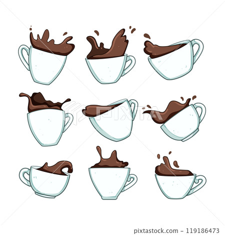coffee cup splash set cartoon vector illustration coffee cup splash set cartoon vector illustration 119186473