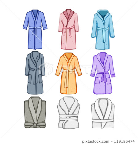 bathrobe set cartoon vector illustration 119186474
