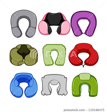 airplane pillow set cartoon vector illustration 119186475