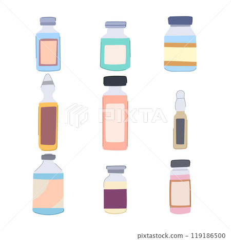 vaccine vial set cartoon vector illustration 119186500