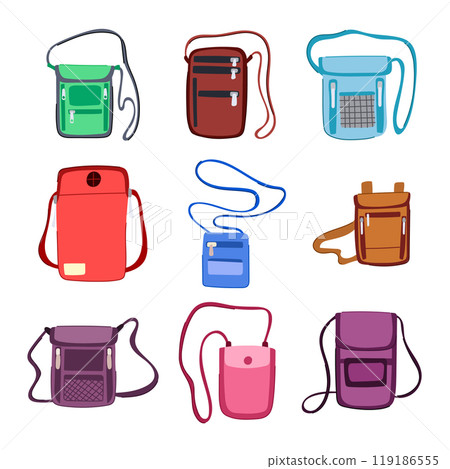 travel neck pouch set cartoon vector illustration travel neck pouch set cartoon vector illustration 119186555