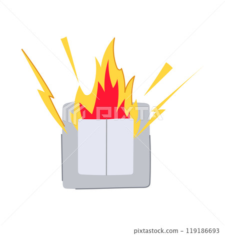 risk short circuit fire cartoon vector illustration 119186693