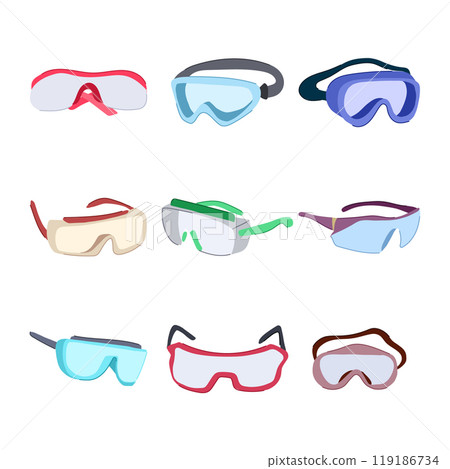 safety glasses medical set cartoon vector illustration safety glasses medical set cartoon vector illustration 119186734