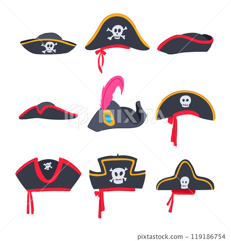 pirate hat set cartoon vector illustration pirate hat set cartoon vector illustration 119186754