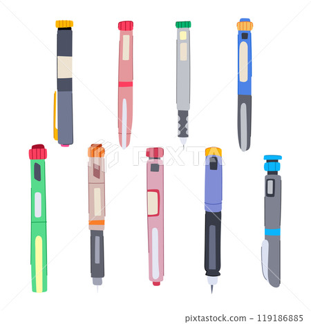 insulin pen set cartoon vector illustration 119186885