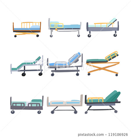 hospital bed set cartoon vector illustration 119186926