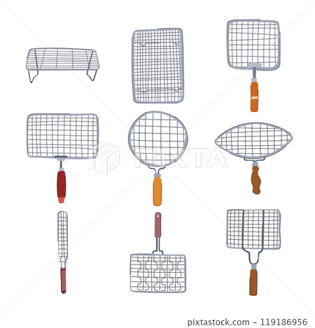 grill rack set cartoon vector illustration 119186956