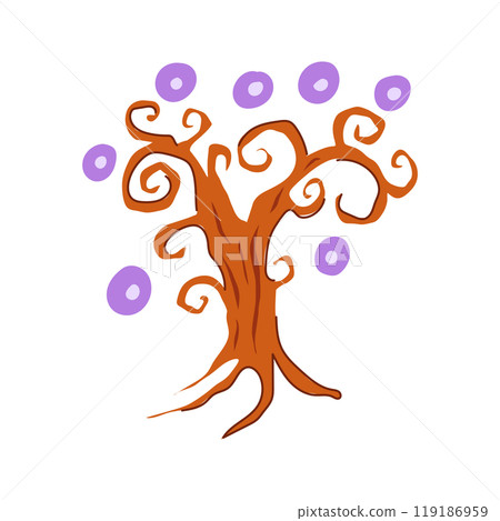 legendary fantasy magic tree cartoon vector illustration 119186959