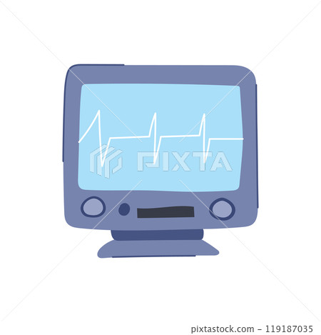 waveform ekg monitor cartoon vector illustration 119187035