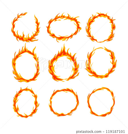 circle fire set cartoon vector illustration 119187101