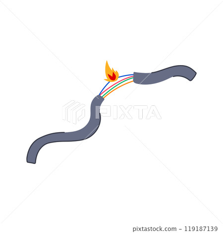 frayed broken cable cartoon vector illustration 119187139