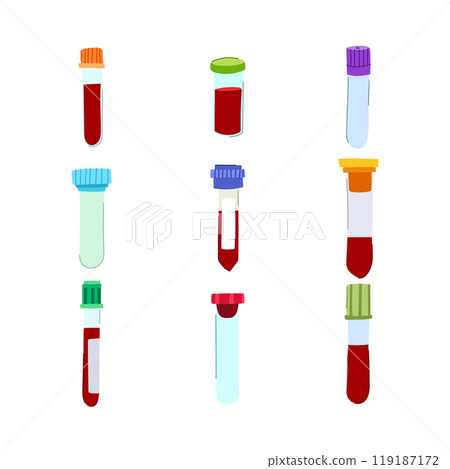 blood test vial set cartoon vector illustration 119187172