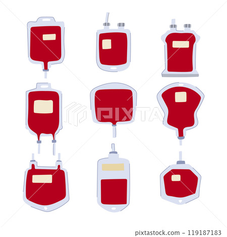 blood donor bag set cartoon vector illustration blood donor bag set cartoon vector illustration 119187183