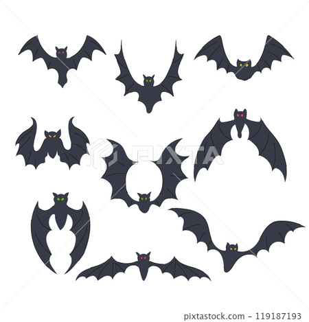 bat halloween set cartoon vector illustration 119187193