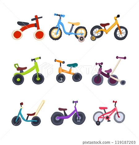 balance bike set cartoon vector illustration 119187203