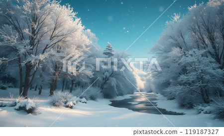 winter landscape with trees covered with snow winter landscape with trees covered with snow 119187327