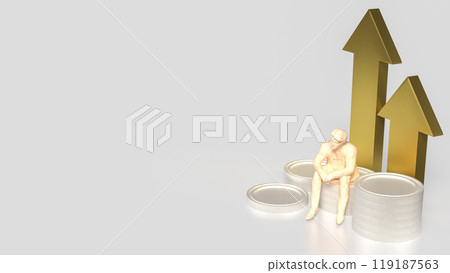 The man siting on coins for business concept 3d rendering. The man siting on coins for business concept 3d rendering. 119187563