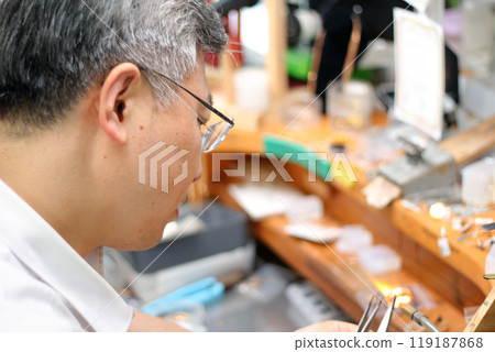 Gyeongsangnam-do, Jinju-si, Republic of Korea, October 11, 2024: Mr. Kim Myeong-su, the CEO of Jeonggeumgil Metalworking, is a person who lends gold to film companies. 119187868