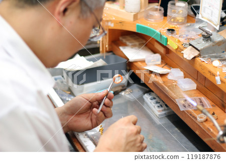Gyeongsangnam-do, Jinju-si, Republic of Korea, October 11, 2024: Mr. Kim Myeong-su, the CEO of Jeonggeumgil Metalworking, is a person who lends gold to film companies. Gyeongsangnam-do, Jinju-si, Republic of Korea, October 11, 2024: Mr. Kim Myeong-su, the CEO of Jeonggeumgil Metalworking, is a person who lends gold to film companies. 119187876