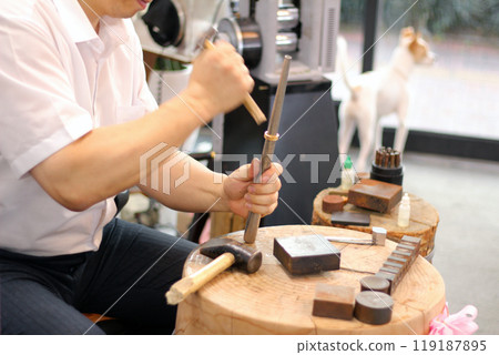 Gyeongsangnam-do, Jinju-si, Republic of Korea, October 11, 2024: Mr. Kim Myeong-su, the CEO of Jeonggeumgil Metalworking, is a person who lends gold to film companies. 119187895