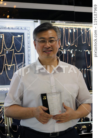 Gyeongsangnam-do, Jinju-si, Republic of Korea, October 11, 2024: Mr. Kim Myeong-su, the CEO of Jeonggeumgil Metalworking, is a person who lends gold to film companies. 119187969