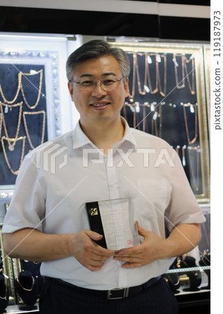 Gyeongsangnam-do, Jinju-si, Republic of Korea, October 11, 2024: Mr. Kim Myeong-su, the CEO of Jeonggeumgil Metalworking, is a person who lends gold to film companies. 119187973
