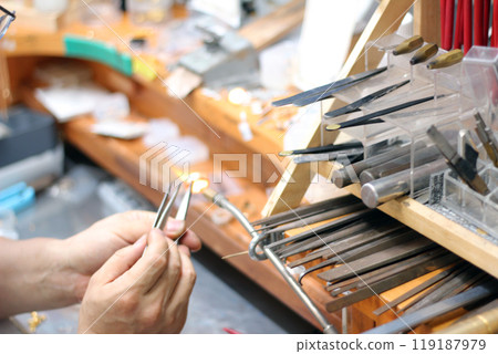 Gyeongsangnam-do, Jinju-si, Republic of Korea, October 11, 2024: Mr. Kim Myeong-su, the CEO of Jeonggeumgil Metalworking, is a person who lends gold to film companies. 119187979