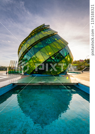 Glass Pavilion in the form of a flower bud of the artichoke in the Lam Vien Square in Dalat Glass Pavilion in the form of a flower bud of the artichoke in the Lam Vien Square in Dalat 119188321