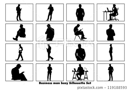 Business man busy silhouette, Business man illustration Business man busy silhouette, Business man illustration 119188593