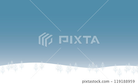 冬季天空和雪地樹木的向量圖 (16:9) 119188959