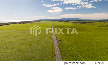 Hokkaido Esanuka Line aerial view Hokkaido Esanuka Line aerial view 119189489