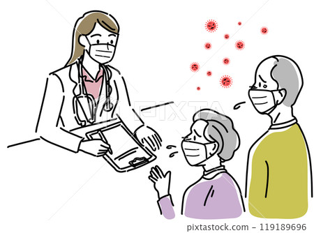 老年夫婦因流感去看醫生 119189696