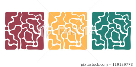 Minimalist abstract art designs set. Bold organic shapes. Fluid decorative pattern. Vector illustration 119189778