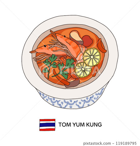 泰國冬蔭功手繪插畫 119189795