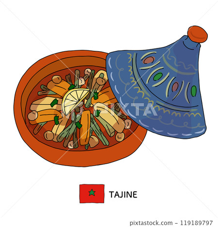 摩洛哥塔吉鍋手繪插畫 摩洛哥塔吉鍋手繪插畫 119189797