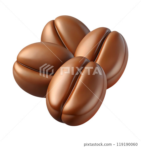 3d coffee beans isolated on white background. Design element 119190060