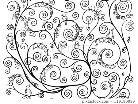 Tree branches with birds, inspired by Gustav Klimt's tree of life Tree branches with birds, inspired by Gustav Klimt's tree of life 119190089