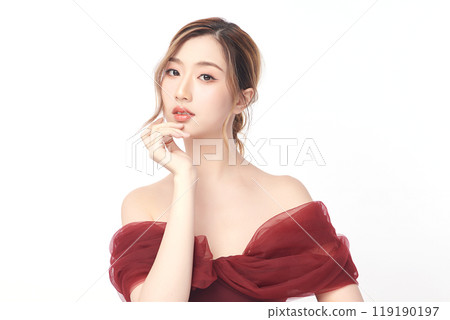 Beautiful young asian woman with clean fresh skin on white background, Face care, Facial treatment, Cosmetology, beauty and spa, Asian women portrait. Beautiful young asian woman with clean fresh skin on white background, Face care, Facial treatment, Cosmetology, beauty and spa, Asian women portrait. 119190197