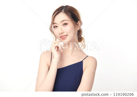 Beautiful young asian woman with clean fresh skin on white background, Face care, Facial treatment, Cosmetology, beauty and spa, Asian women portrait. Beautiful young asian woman with clean fresh skin on white background, Face care, Facial treatment, Cosmetology, beauty and spa, Asian women portrait. 119190206